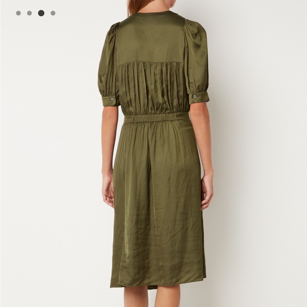 Zadig & Voltaire | Ralia Satin Midi Dress Bronze Olive Green Medium Lightweight - Picture 2 of 6